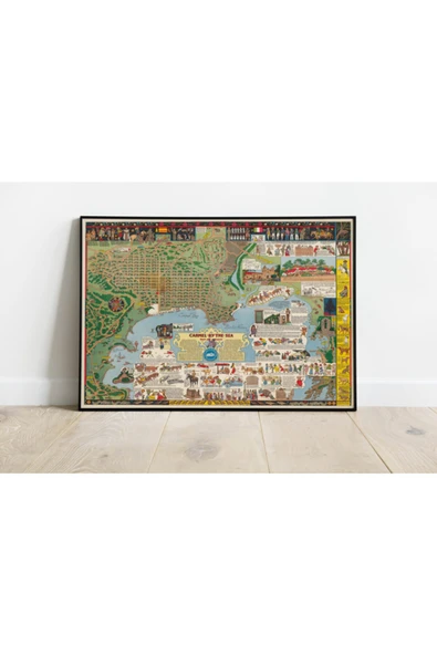 Pegziz Kaliforniya Carmel By The Sea Haritası Sanatsal Duvar Dekorasyon Poster 60x90cm. ürün görseli 1