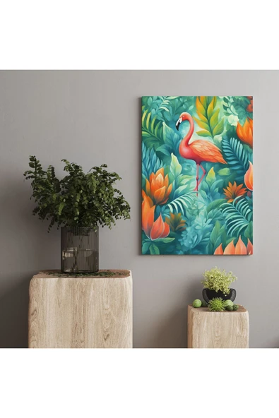 Pegziz Flamingo Minimalist Modern Kanvas Tablo - Salon Oturma Odası Mutfak Ofis için Duvar Dekoru ürün görseli 1