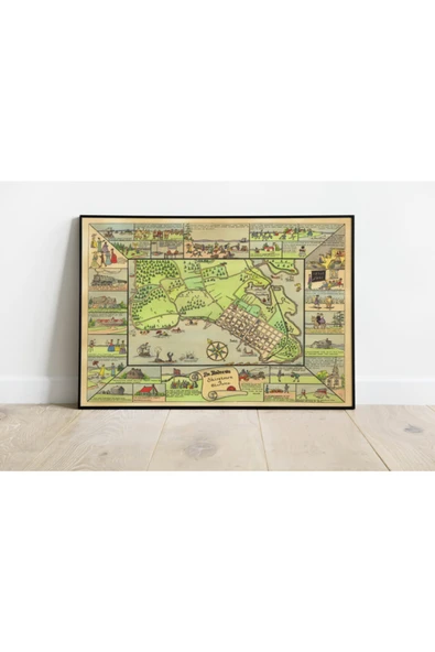 Pegziz Kanada New Brunswick Haritası Sanatsal Duvar Dekorasyon Poster 60x90cm. ürün görseli 1