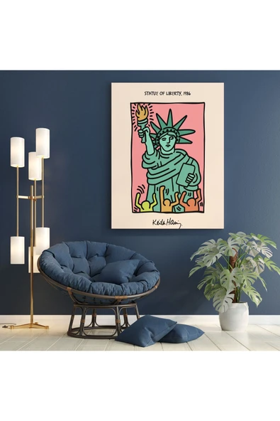Pegziz Salon Duvar Dekorasyonu Sanatsal Tablo Keith Haring Duvar Dekor Kanvas Tablo ürün görseli 1