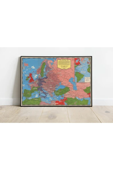 Pegziz 2. Dünya Savaşı Avrupa Haritası Sanatsal Duvar Dekorasyon Poster 60x90cm. ürün görseli 1