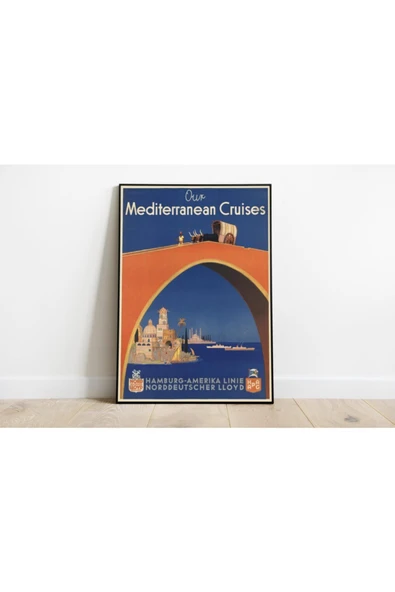 Pegziz Akdeniz Vintage Sanatsal Poster 60x90cm. ürün görseli 1