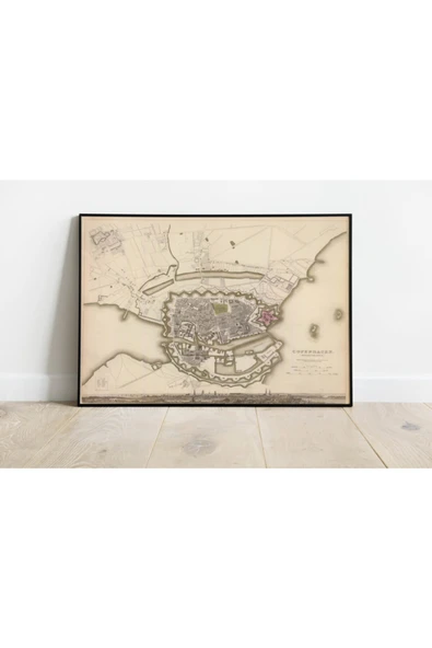 Pegziz Kopenhag Haritası Sanatsal Duvar Dekorasyon Poster 60x90cm. ürün görseli 1