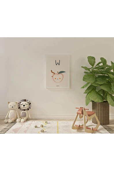 Pegziz W Harfi Alfabe Minimalist Kanvas Tablo - Bebek Odası Dekorasyon - Çocuk Odası Tablo ürün görseli 1