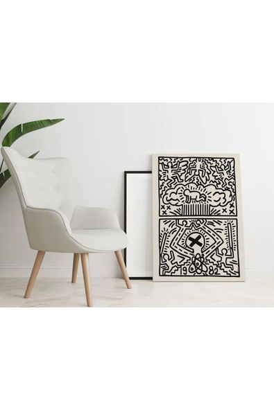 Pegziz Keith Haring Sanatsal Kanvas Tablo Cafe Dekorasyon Duvar Tablosu ürün görseli 1