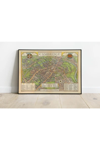 Pegziz Cambridge Haritası Sanatsal Duvar Dekorasyon Poster 60x90cm. ürün görseli 1