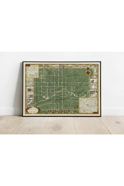 Pegziz Amerika Oberlin Üniversitesi Haritası Sanatsal Duvar Dekorasyon Poster 60x90cm. ürün görseli 1