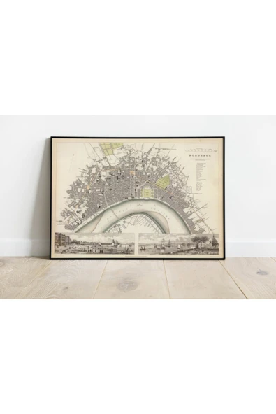 Pegziz Fransa Bordeaux Şehir Planı Haritası Sanatsal Duvar Dekorasyon Poster 60x90cm. ürün görseli 1