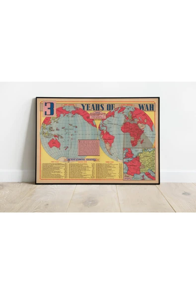 Pegziz 2. Dünya Savaşı Haritası Sanatsal Duvar Dekorasyon Poster 60x90cm. ürün görseli 1