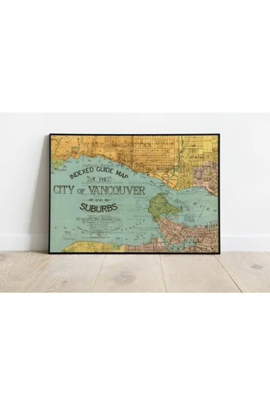 Pegziz Vancouver Haritası Sanatsal Duvar Dekorasyon Poster 60x90cm. ürün görseli 1