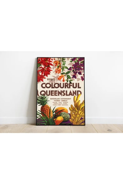 Pegziz Avustralya Queensland Vintage Sanatsal Poster 60x90cm. ürün görseli 1