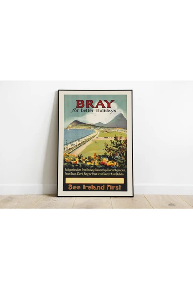 Pegziz Irlanda Bray Vintage Sanatsal Poster 60x90cm. ürün görseli 1