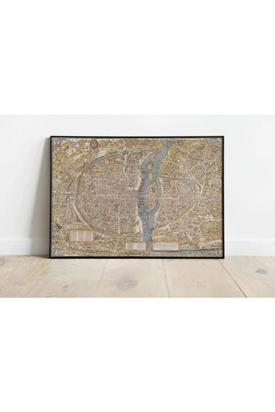 Pegziz Paris Haritası Sanatsal Duvar Dekorasyon Poster 60x90cm. ürün görseli 1