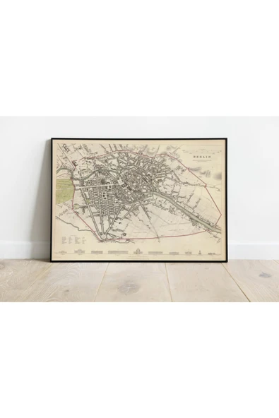 Pegziz Berlin Haritası Sanatsal Duvar Dekorasyon Poster 60x90cm. ürün görseli 1
