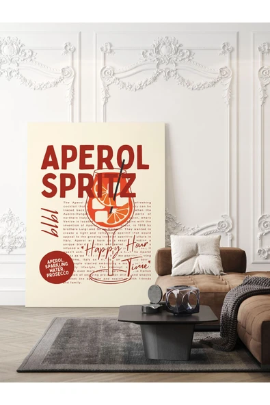Pegziz Aperol Spritz Kokteyl Modern Dekoratif Kanvas Tablo - Cafe Dekor - Salon ve Mutfak için Duvar Dekoru ürün görseli 1