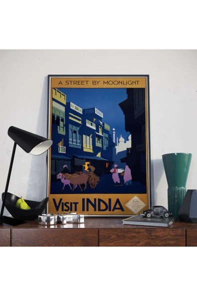Pegziz Hindistan Vintage Sanatsal Poster 60x90cm. ürün görseli 1