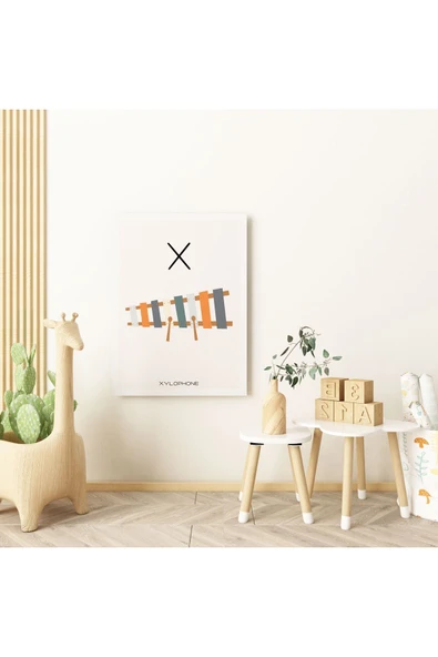 Pegziz X Harfi Alfabe Minimalist Kanvas Tablo - Bebek Odası Dekorasyon - Çocuk Odası Tablo ürün görseli 1