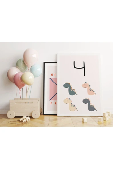 Pegziz Bebek Odası Dekorasyon - 4 Sayısı Modern Minimalist Kanvas Tablo - Çocuk Odası Tablo ürün görseli 1