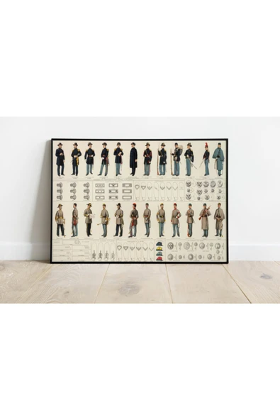 Pegziz Amerika Askeri Üniformaları Sanatsal Duvar Dekorasyon Poster 60x90cm. ürün görseli 1