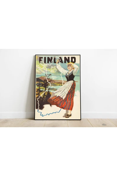 Pegziz Finlandiya Vintage Sanatsal Poster 60x90cm. ürün görseli 1