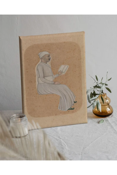 Pegziz Ortaçağ Kitap Okuyan Adam Portresi Kanvas Tablo ürün görseli 1