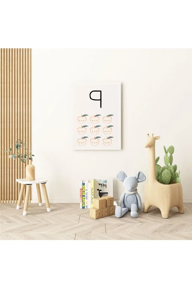 Pegziz Bebek Odası Dekorasyon - 9 Sayısı Modern Minimalist Kanvas Tablo - Çocuk Odası Tablo ürün görseli 1