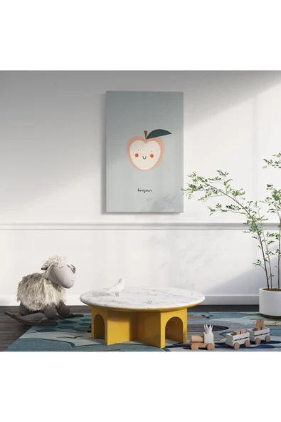 Pegziz Elma Minimalist Kanvas Tablo - Bebek Odası Dekorasyon - Çocuk Odası Tablo ürün görseli 1