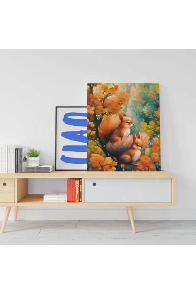 Pegziz Sincap Minimalist Modern Kanvas Tablo - Salon Oturma Odası Mutfak Ofis için Duvar Dekoru ürün görseli 1