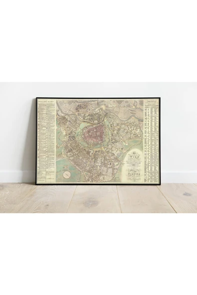Pegziz Viyana Haritası Sanatsal Duvar Dekorasyon Poster 60x90cm. ürün görseli 1
