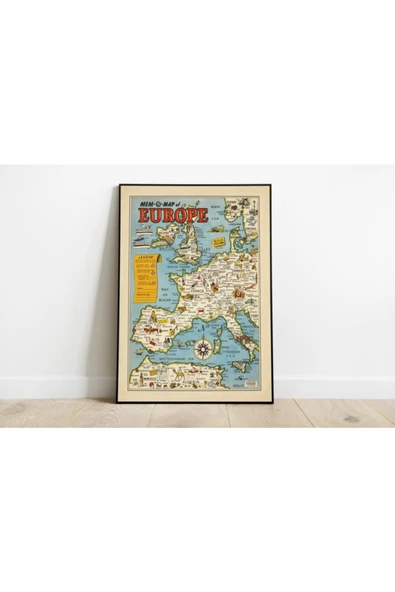 Pegziz Avrupa Kıtası 1946 Haritası Sanatsal Duvar Dekorasyon Poster 60x90cm. ürün görseli 1