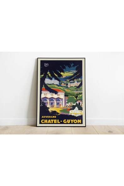 Pegziz Fransa Chatel Guyon Vintage Sanatsal Poster 60x90cm. ürün görseli 1