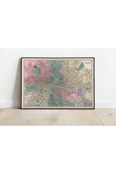 Pegziz Londra Haritası Sanatsal Duvar Dekorasyon Poster 60x90cm. ürün görseli 1