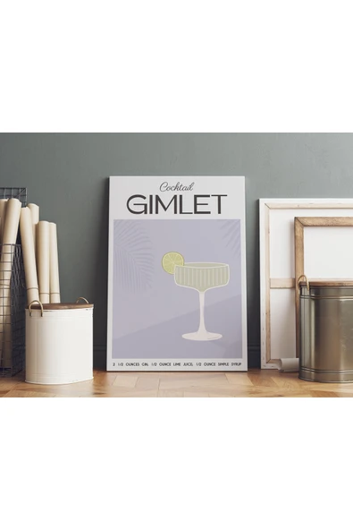Pegziz Gimlet Kokteyl Minimalist Kanvas Tablo - Cafe Dekor - Salon ve Mutfak için Duvar Dekoru ürün görseli 1