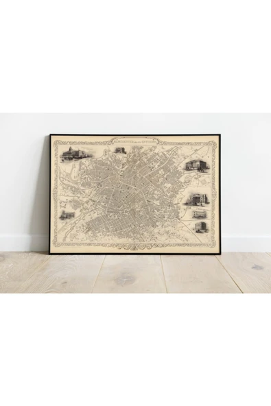 Pegziz Manchester Haritası Sanatsal Duvar Dekorasyon Poster 60x90cm. ürün görseli 1