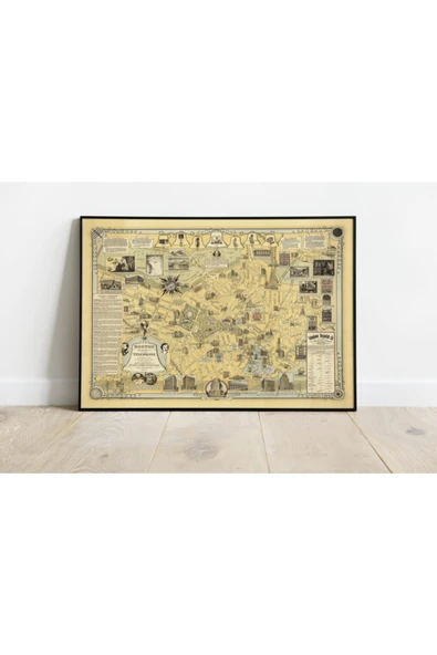 Pegziz Boston Haritası Sanatsal Duvar Dekorasyon Poster 60x90cm. ürün görseli 1
