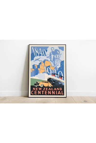 Pegziz Yeni Zelanda Vintage Sanatsal Poster 60x90cm. ürün görseli 1