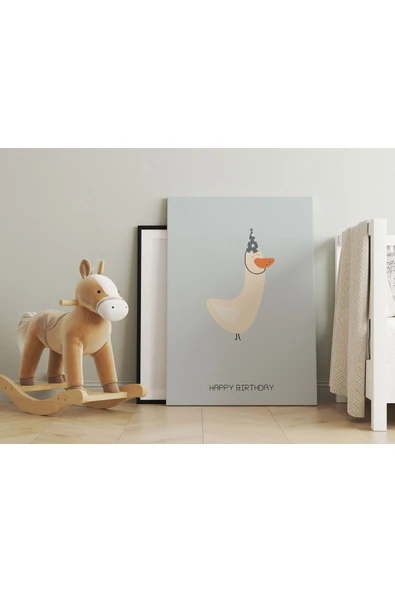 Pegziz Kaz Minimalist Kanvas Tablo - Bebek Odası Dekorasyon - Çocuk Odası Tablo ürün görseli 1