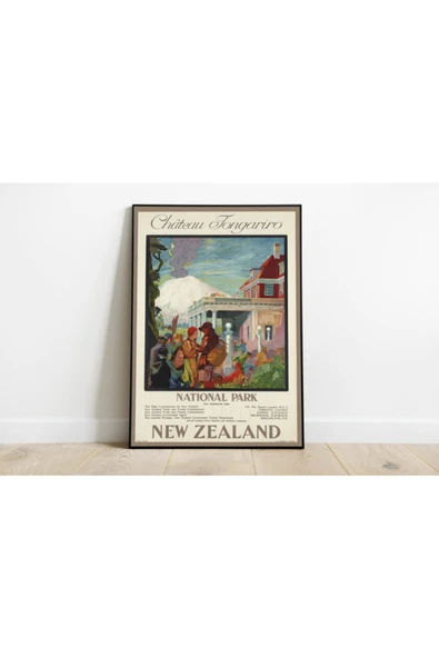 Pegziz Yeni Zelanda Vintage Sanatsal Poster 60x90cm. ürün görseli 1