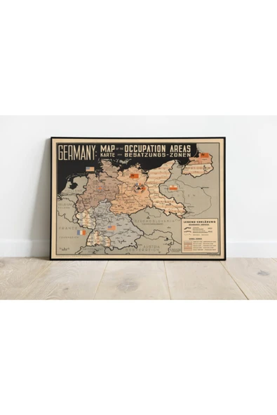 Pegziz 2. Dünya Savaşı Sonrası Almanya Haritası Sanatsal Duvar Dekorasyon Poster 60x90cm. ürün görseli 1