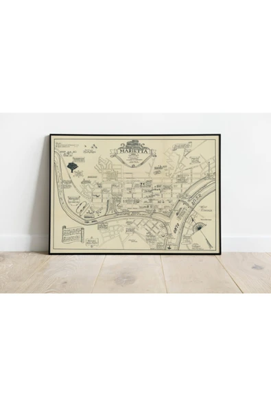 Pegziz Marrietta Haritası Sanatsal Duvar Dekorasyon Poster 60x90cm. ürün görseli 1