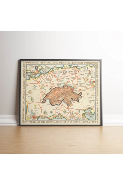 Pegziz Isviçre Vintage Sanatsal Poster 60x90cm. ürün görseli 1