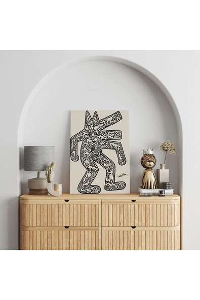 Pegziz Keith Haring Pop Art Sanatsal Kanvas Tablo Salon Duvar Dekorasyon Cafe Dekor Duvar Tablosu ürün görseli 1