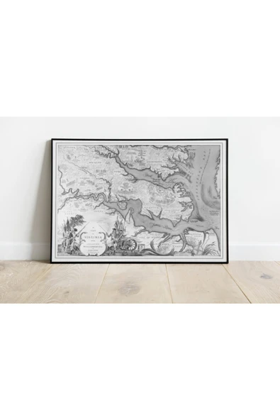 Pegziz Virginia Eyaleti Haritası Sanatsal Duvar Dekorasyon Poster 60x90cm. ürün görseli 1