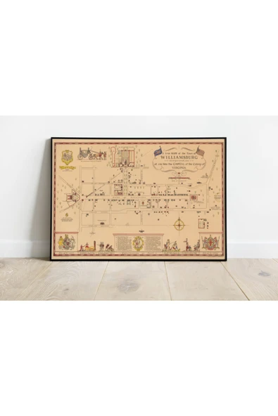 Pegziz Williamsburg Şehir Haritası Sanatsal Duvar Dekorasyon Poster 60x90cm. ürün görseli 1
