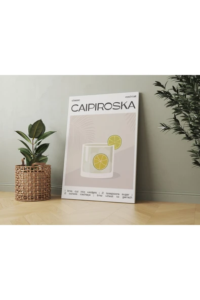 Pegziz Caipiroska Kokteyl Minimalist Kanvas Tablo - Cafe Dekor - Salon ve Mutfak için Duvar Dekoru ürün görseli 1
