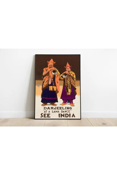 Pegziz Hindistan Vintage Sanatsal Poster 60x90cm. ürün görseli 1
