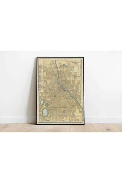 Pegziz Amerika Minneapolis Haritası Sanatsal Duvar Dekorasyon Poster 60x90cm. ürün görseli 1