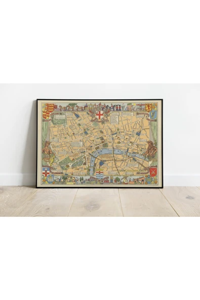Pegziz Ingiltere Londra 1948 Haritası Sanatsal Duvar Dekorasyon Poster 60x90cm. ürün görseli 1