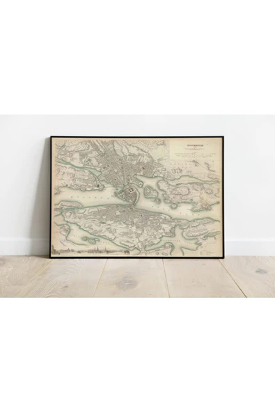 Pegziz Stockholm Şehir Planı Haritası Sanatsal Duvar Dekorasyon Poster 60x90cm. ürün görseli 1