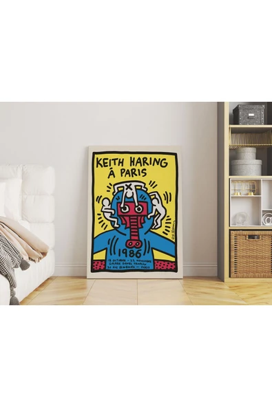 Pegziz Keith Haring Sanatsal Tablo Pop Art Kanvas Tablo Salon Duvar Dekorasyonu Cafe Dekor ürün görseli 1